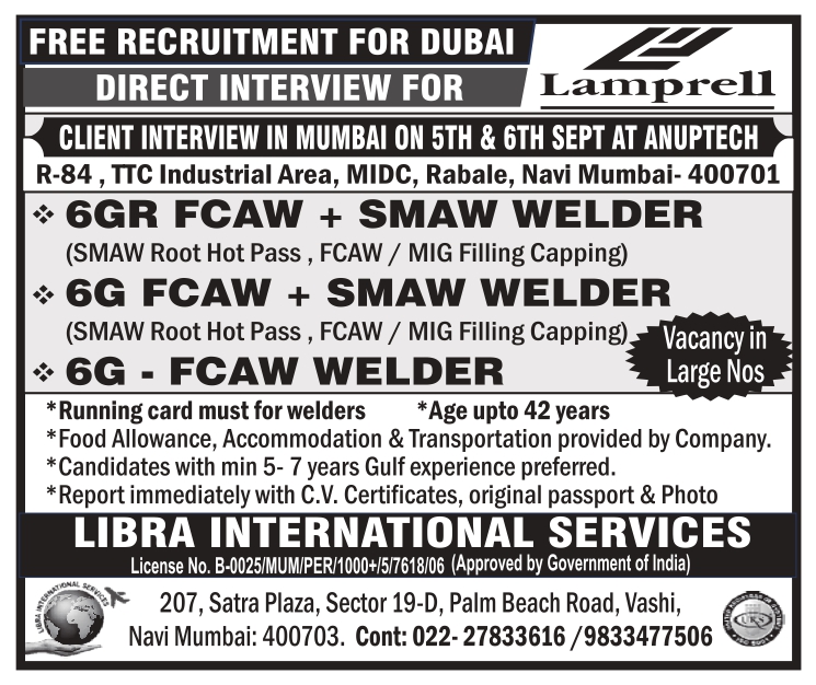 FREE RECRUITMENT FOR DUBAI